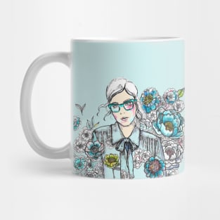 Woman Wearing Glasses in a Floral Pattern - 2. Mug